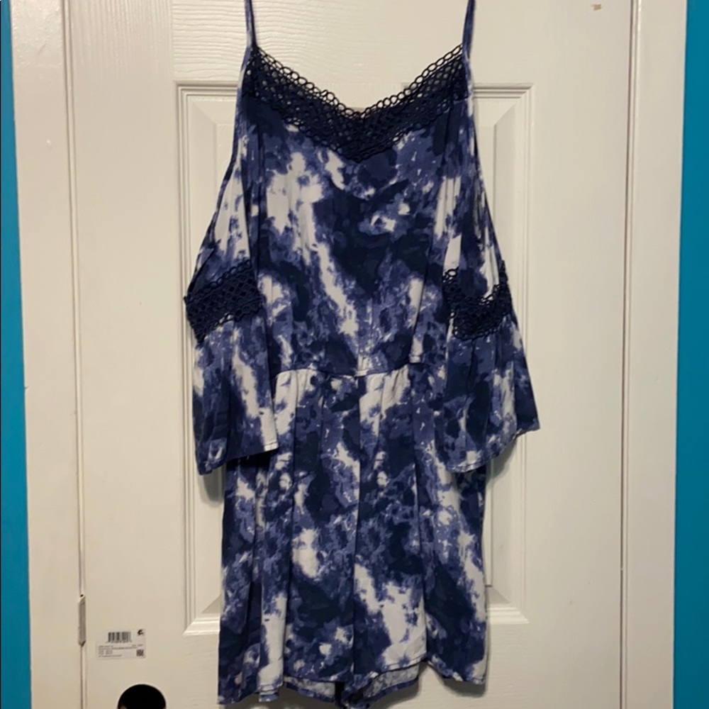 Blue and white romper